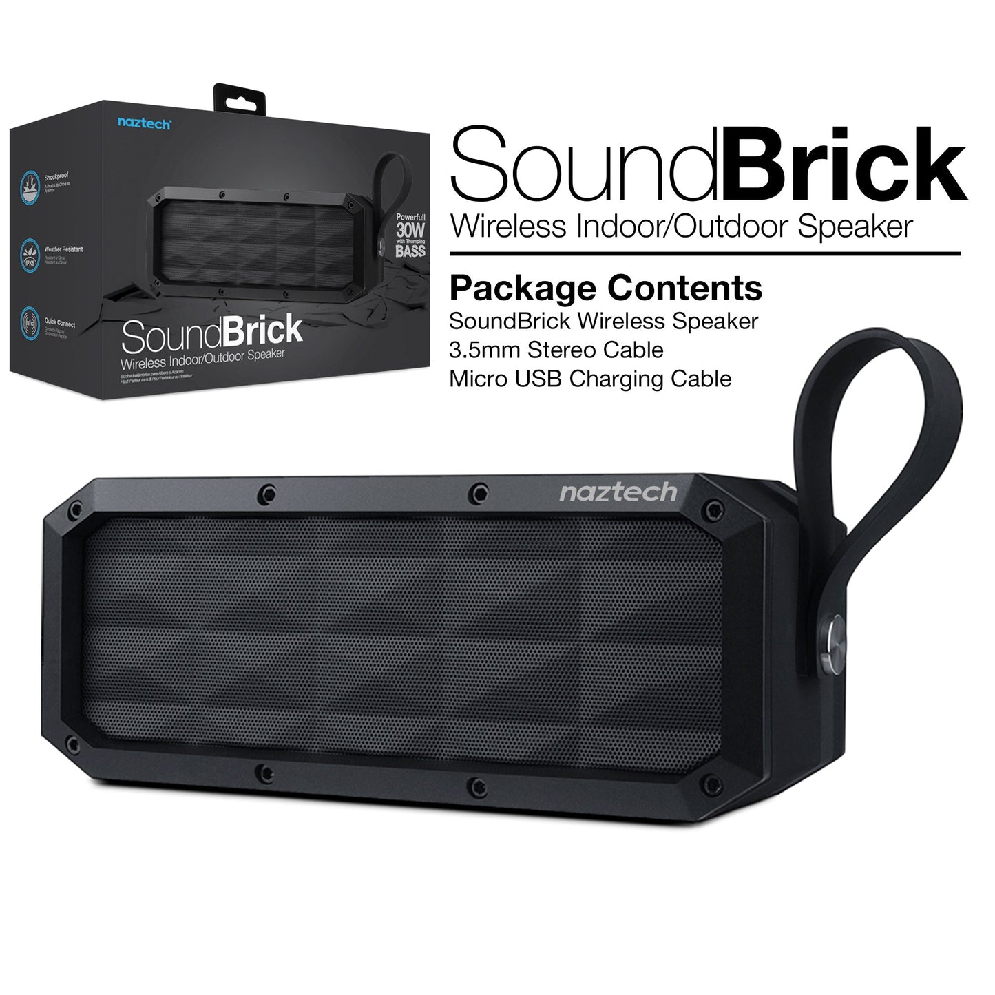 Naztech SoundBrick Wireless Speaker Black (13896-HYP)