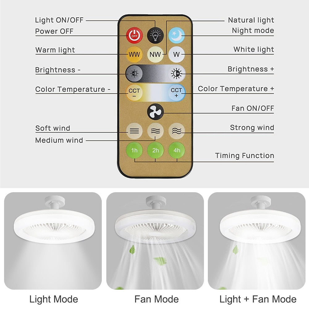 Modern LED Ceiling Fan with Light and Remote Control