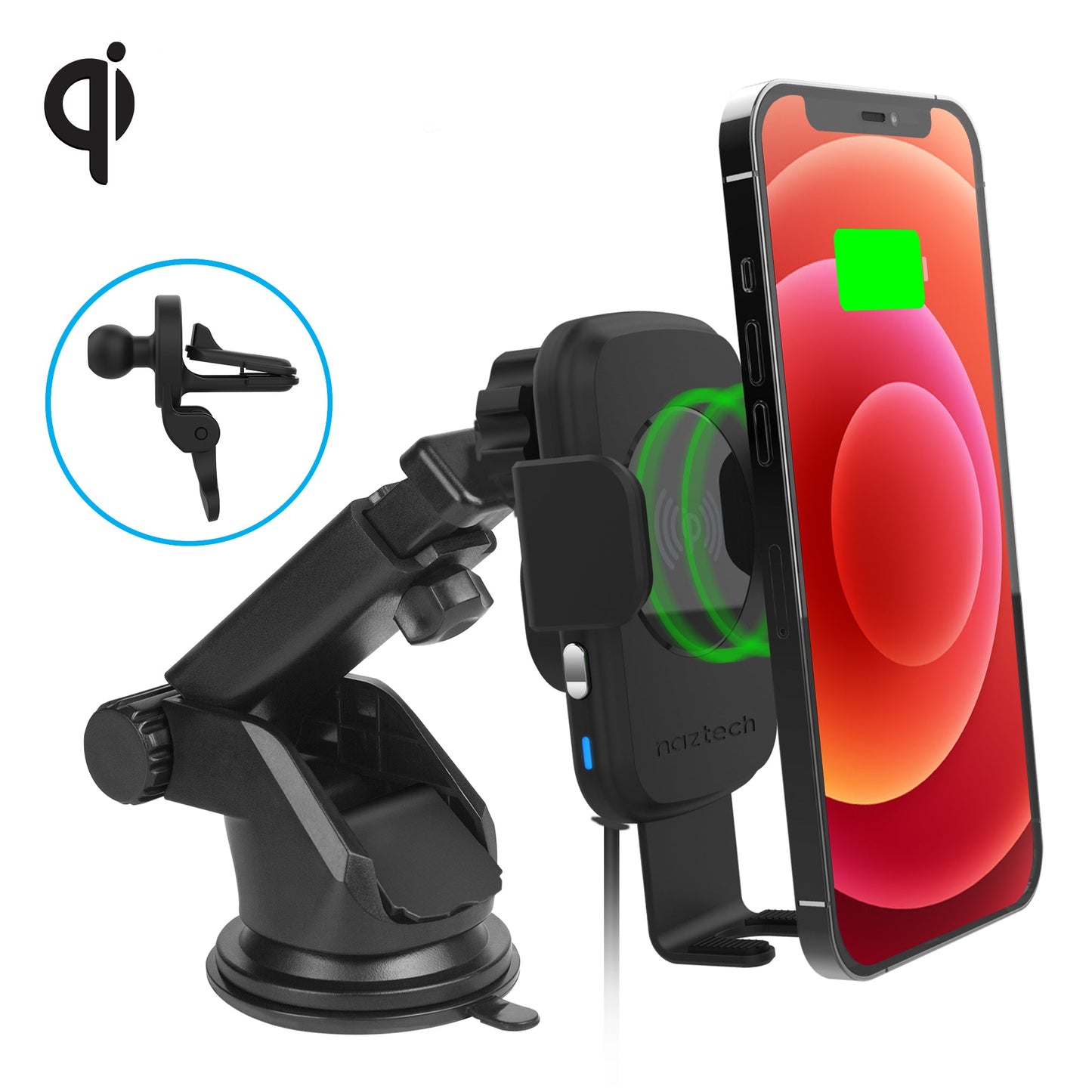 Naztech Smart Grip Wireless Charging Car Mount Black (15425-HYP)